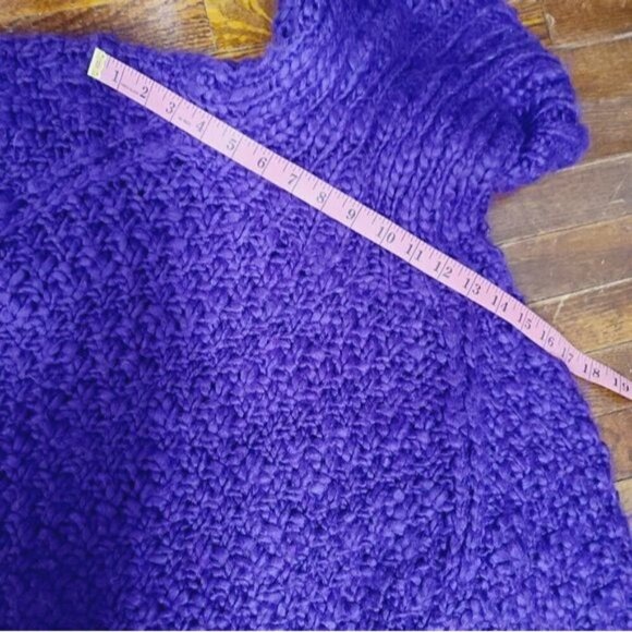 Chelsea & Theodore Purple Chunky Loose Knit Rolled Turtleneck Sweater - Picture 8 of 11